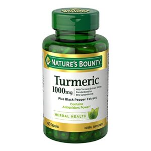 nature’s bounty turmeric with black pepper extract, supports antioxidant health, 1000mg, 60 capsules