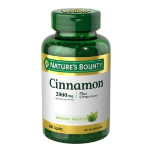 nature’s bounty cinnamon 2000mg plus chromium, sugar metabolism support supplement, 60 capsules
