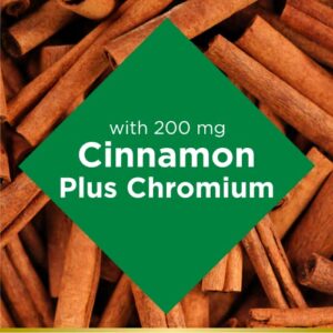 Nature’s Bounty Cinnamon 2000mg Plus Chromium, Sugar Metabolism Support Supplement, 60 Capsules