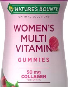 Women's Multivitamin by Nature's Bounty Optimal Solutions, Multivitamin Gummies for Immune Support, Cellular Energy Support, Bone Health, Raspberry Flavor, 80 Gummies