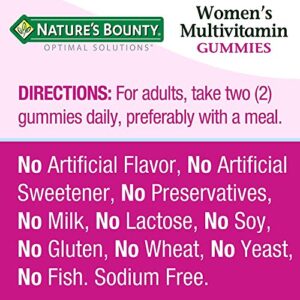 Women's Multivitamin by Nature's Bounty Optimal Solutions, Multivitamin Gummies for Immune Support, Cellular Energy Support, Bone Health, Raspberry Flavor, 80 Gummies