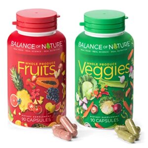 balance of nature fruits and veggies – whole food supplement with superfood fruits and vegetables for women, men, and kids – 90 fruit capsules, 90 veggie capsules