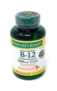 nature’s bounty quick dissolve fast acting vitamin b-12 2500 mcg, natural cherry flavor (300 tablets)