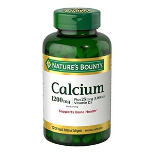 calcium carbonate & vitamin d by nature’s bounty, supports immune health & bone health, 1200mg calcium & 1000iu vitamin d3, 120 softgels