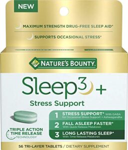 nature’s bounty stress support melatonin by sleep3, 10mg, tri-layered tablets, 56 count