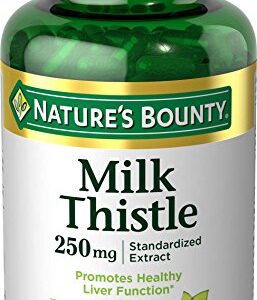 Nature's Bounty Milk Thistle Capsules, Herbal Supplement, 250 mg per Serving, 200 Count