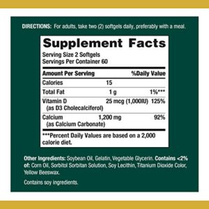 Natures Bounty Calcium Plus Vitamin D3 1200 miligram Capsules - 120 Ea, Pack of 3