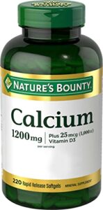 nature’s bounty calcium 1200 mg with vitamin d3, bone health & immune support, 1000 iu, 220 softgels