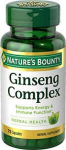 ginseng by nature’s bounty, ginseng complex capsules supports vitality & immune function, 75 capsules