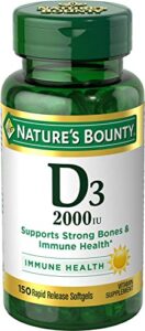 vitamin d by nature’s bounty, supports immune health & bone health, 2000iu vitamin d3, 150 softgels ,150 count (pack of 1)