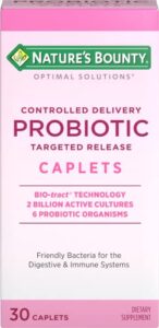 probiotic by nature’s bounty, controlled delivery dietary supplement, supports digestive,intestinal and immune health, 30 caplets