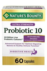 probiotics by nature’s bounty, ultra strength probiotic 10, immune health & digestive balance, 60 capsules