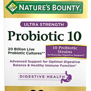 Probiotics by Nature's Bounty, Ultra Strength Probiotic 10, Immune Health & Digestive Balance, 60 Capsules