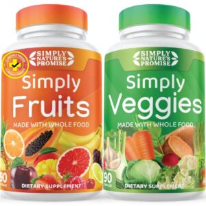 Simply Nature's Promise - Fruit and Vegetable Supplements - 90 Veggie and 90 Fruit Capsules - Made with Whole Food Superfoods, Packed Vitamins & Minerals - Soy Free - Made in The USA