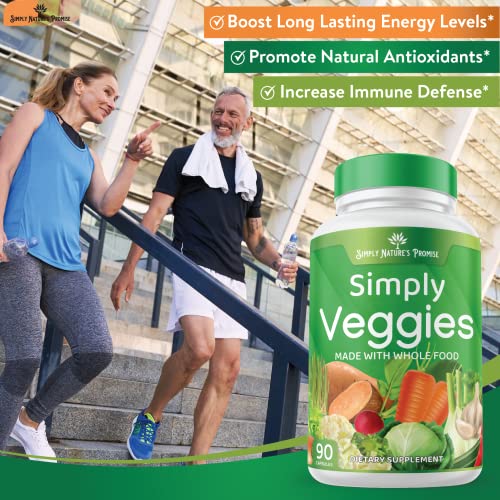 Simply Nature's Promise - Fruit and Vegetable Supplements - 90 Veggie and 90 Fruit Capsules - Made with Whole Food Superfoods, Packed Vitamins & Minerals - Soy Free - Made in The USA