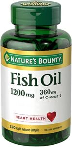nature’s bounty fish oil, dietary supplement, omega 3, supports heart health, 1200mg, rapid release softgels, 320 ct