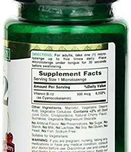 Nature's Bounty B-12 Quick Dissolve Tablets 500 Mcg, 100 Count (Pack of 3)