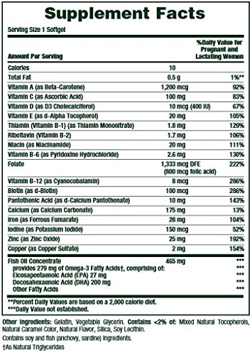 Nature's Bounty Prenatal Multivitamin with 200 mg DHA Softgels, 60 Count