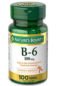 nature’s bounty vitamin b6, supports energy metabolism and nervous system health, 100mg, tablets, 100 ct