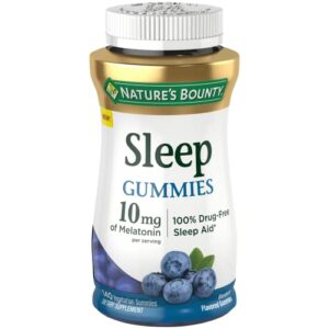 nature’s bounty 10 mg melatonin gummy, 100% drug free sleep supplement, 10 mg, blueberry, 140 ct