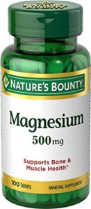 nature’s bounty magnesium, 500 mg coated tablets, mineral supplement, supports bone and muscle health, gluten free, vegetarian, 100 count (pack of 3)