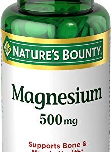 Nature's Bounty Magnesium, 500 mg Coated Tablets, Mineral Supplement, Supports Bone and Muscle Health, Gluten Free, Vegetarian, 100 Count (Pack of 3)