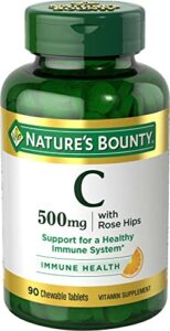 nature’s bounty vitamin c 500 mg with rose hips chewable tablets, orange flavor 90 ea (pack of 2)