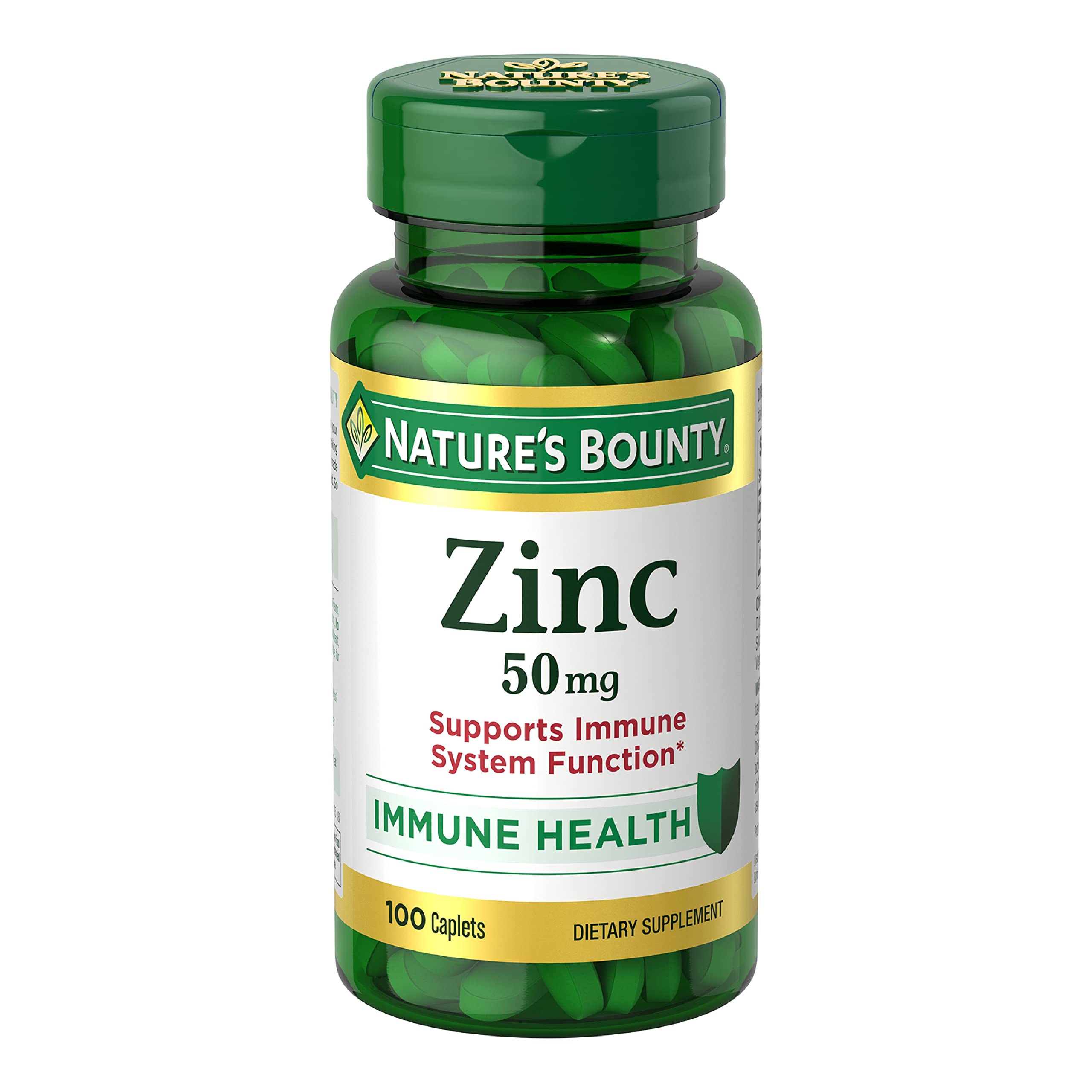 Nature's Bounty Zinc, Immune Support, 50 mg, Caplets, 100 Ct