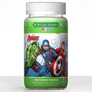 nature’s bounty marvel® avengers kids gummy multivitamin, natural grape, orange & cherry flavored, supports immune health & more, 60 gummies