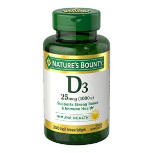 nature’s bounty vitamin d3 1000 iu, immune support, helps maintain healthy bones, 250 rapid release softgels