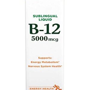 Nature’s Bounty Vitamin B12 5000 Mcg Sublingual Liquid, Cardiovascular Health & Cellular Energy Support, 2 Fl Oz (1 Count)