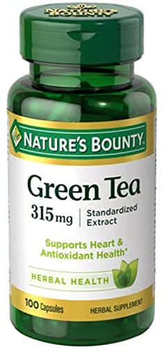 Nature's Bounty Green Tea Pills and Herbal Health Supplement, Supports Heart and Antioxidant Health, 315mg, 100 Capsules