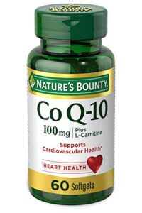coq10 by nature’s bounty, dietary supplement, supports heart health, 100mg plus l-carnitine, 60 softgels