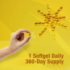 ORZAX Vitamin D3 2000 iu Softgels, 360 Days Supply, Supports Immune System & Bone Healths, Mood Booster D3 Vitamin, Gluten-Free, 50 mcg, 360 Mini Softgel