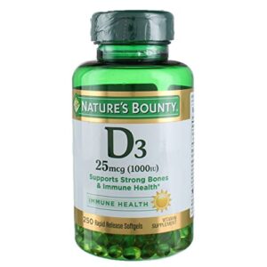 nature’s bounty vitamin d3-1000 iu, rapid release softgels 250 ea (pack of 2)