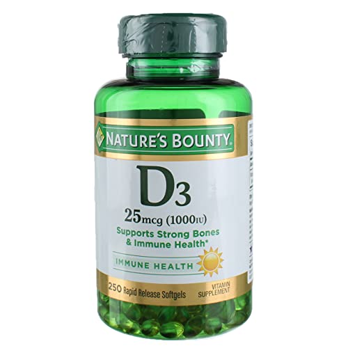 Nature's Bounty Vitamin D3-1000 IU, Rapid Release Softgels 250 ea (Pack of 2)