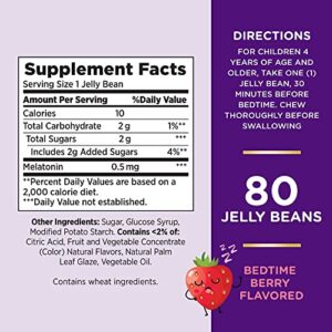 Nature’s Bounty Kids Melatonin Jelly Beans for Sleep Support, Berry Flavor.5 mg Melatonin, 80 Ct