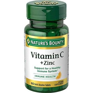 vitamin c + zinc by nature’s bounty, vitamin supplement, supports immune health, 60 mg, 60 tablets