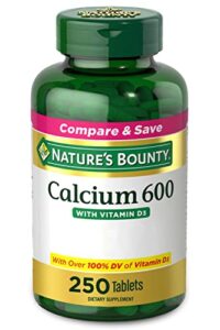 calcium carbonate & vitamin d by nature’s bounty, supports immune health & bone health, 600mg calcium & 800iu vitamin d3, 250 tablets