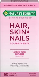 nature’s bounty optimal solutions hair, skin & nails formula, 60 coated caplets