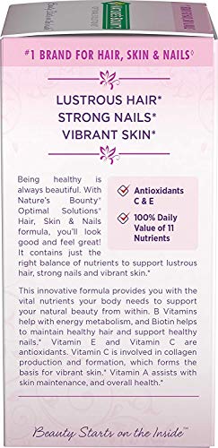 Nature's Bounty Optimal Solutions Hair, Skin & Nails Formula, 60 Coated Caplets