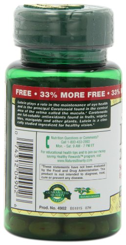 Nature's Bounty Lutein Pills, Eye Health Supplements and Vitamins, Support Vision Health, 20 mg, 40 Softgels