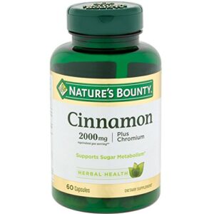 Nature's Bounty Cinnamon 2000mg Plus Chromium, Dietary Supplement Capsules 60 ea (Pack of 2)