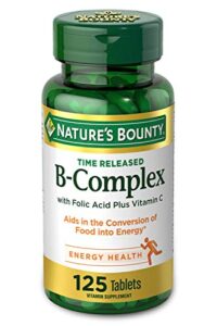 nature’s bounty vitamin b-complex, time released supplement with folic acid plus vitamin c, supports energy metabolism and nervous system health, 125 count
