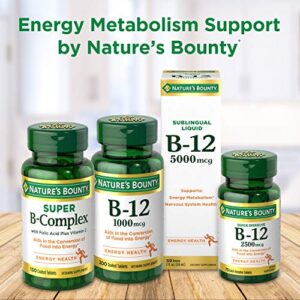 Vitamin B12 Gummies by Nature's Bounty, Dietary Supplement, Supports Energy Metabolism and Nervous System Health, Mixed Berry Flavor, 500mcg, 90 Gummies