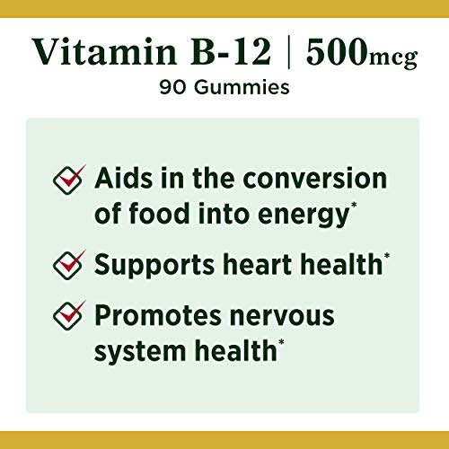 Vitamin B12 Gummies by Nature's Bounty, Dietary Supplement, Supports Energy Metabolism and Nervous System Health, Mixed Berry Flavor, 500mcg, 90 Gummies