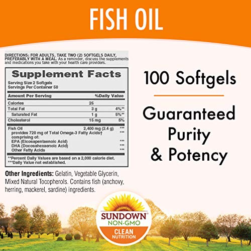 Sundown Fish Oil Extra Strength 1200 mg, 100 Softgels (Packaging May Vary)