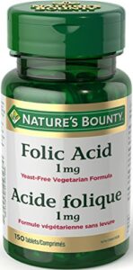 nature’s bounty folic acid 1 mg 150 tablets (packaging may vary)