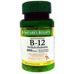 nature’s bounty b-12 1000 mcg microlozenges 60 ea (pack of 2)