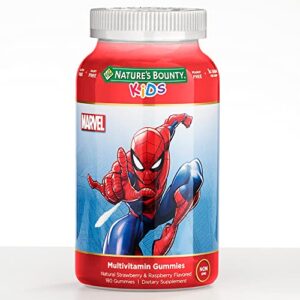 nature’s bounty marvel’s spider-man kids multi vitamin gummy, natural strawberry and raspberry flavored multi vitamin, 180 gummies
